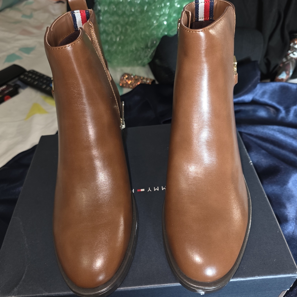 Tommy Hilfiger Imiera Brown Ankle Boots. New In Box. MSRP:$329